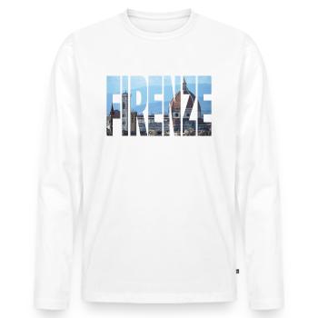 Florence - Men's Premium Organic Long Sleeve Shirt - white - Front - Nico (187cm)