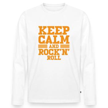 Keep Calm and Rock and Roll - Männer Premium Bio Langarmshirt - Weiß - Vorne - Nico (187cm)