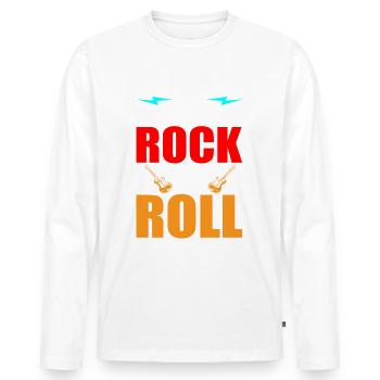 My Heart beats Rock &Roll - Männer Premium Bio Langarmshirt - Weiß - Vorne - Nico (187cm)