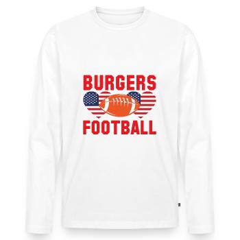 I Love Burgers Football & Freedom - Männer Premium Bio Langarmshirt - Weiß - Vorne - Nico (187cm)