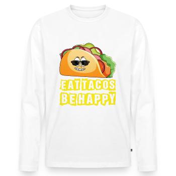 Eat Tacos be Happy - Männer Premium Bio Langarmshirt - Weiß - Vorne - Nico (187cm)