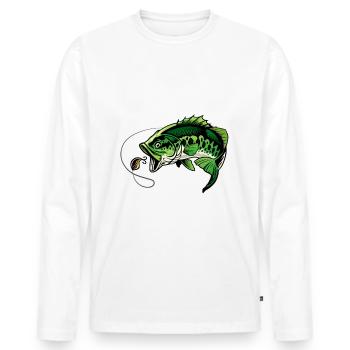 Ist der erste Fisch ein Barsch, ist der ganze Tag - Männer Premium Bio Langarmshirt - Weiß - Vorne - Nico (187cm)