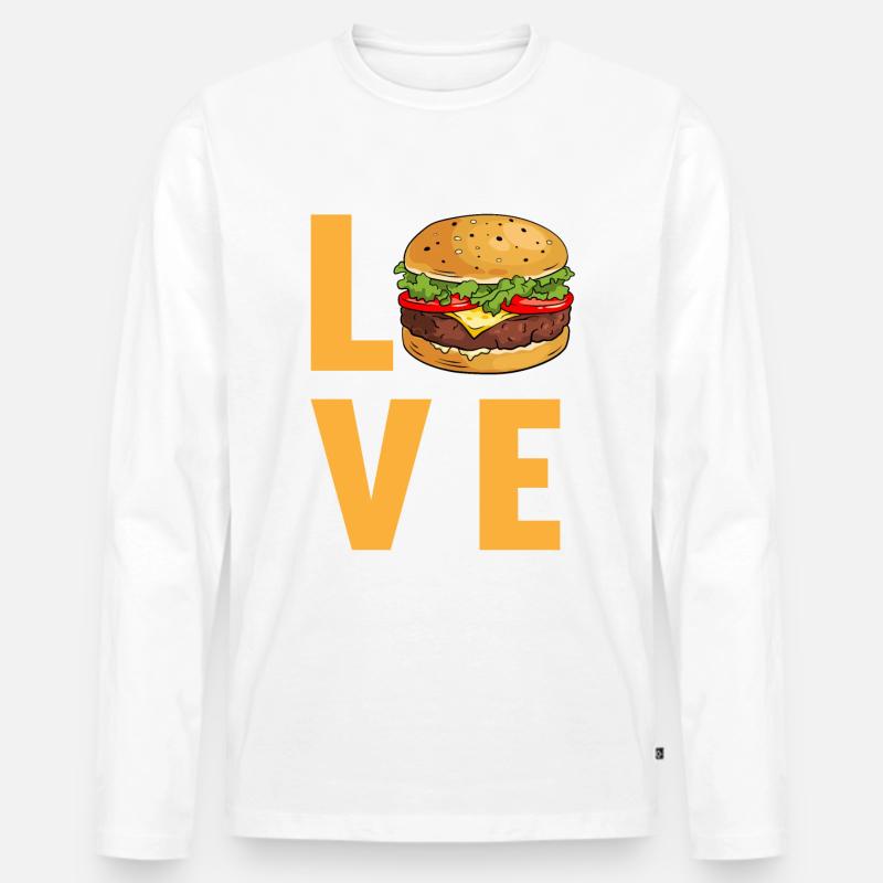 Love Burger - Männer Premium Bio Langarmshirt - Weiß