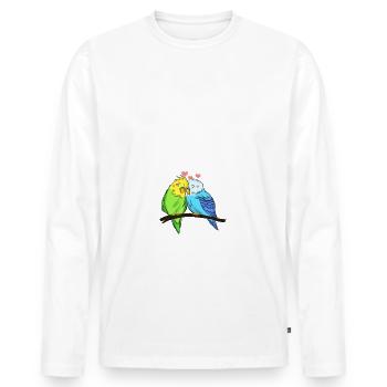 Einen Tag ohne Wellensittich - Männer Premium Bio Langarmshirt - Weiß - Vorne - Nico (187cm)
