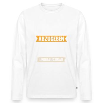 Kollege abzugeben - Top Zustand, aber unbrauchbar - Männer Premium Bio Langarmshirt - Weiß - Vorne - Nico (187cm)