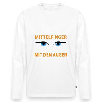 Ich brauch keinen Mittelfinger ich hab Augen - Männer Premium Bio Langarmshirt - Weiß - Vorne - Nico (187cm)