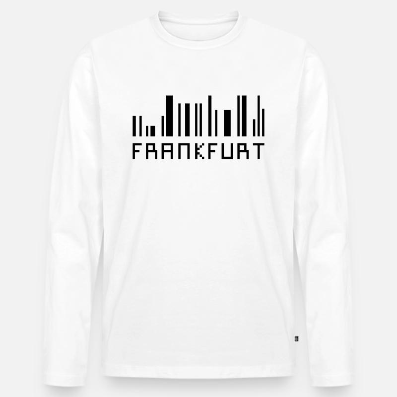 Frankfurt Skyline Barcode - Hessen - Männer Premium Bio Langarmshirt - Weiß