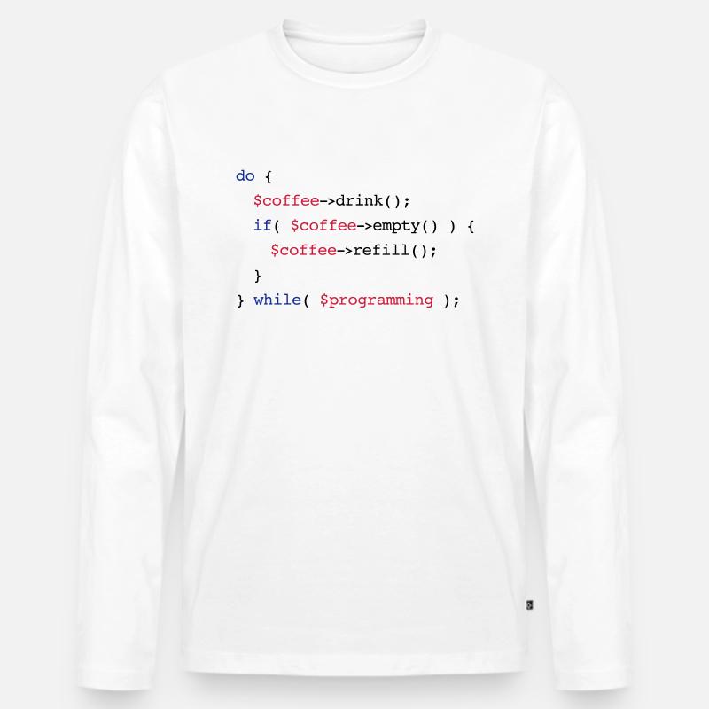 Code Coffee Refill Programmierung PHP Männer Premium Bio Langarmshirt