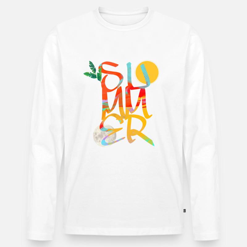 Sommer - Männer Premium Bio Langarmshirt - Weiß