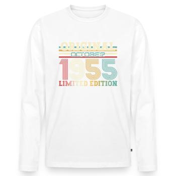 70e anniversaire Original octobre 1955 Volume 55 - T-shirt manches longues Premium bio Homme - blanc - Devant - Nico (187cm)