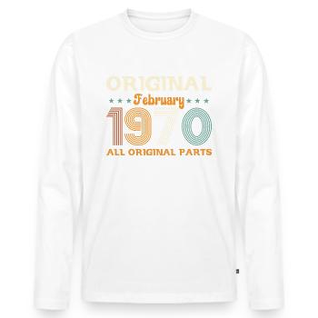 55ème anniversaire cadeau mari Original février 1970 - T-shirt manches longues Premium bio Homme - blanc - Devant - Nico (187cm)