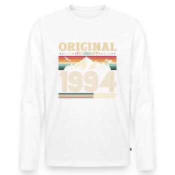 30. Geburtstag Vintage Februar Jahrgang 1994 - Männer Premium Bio Langarmshirt - Weiß - Vorne - Nico (187cm)