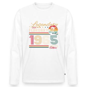 Cadeau pour 60 ans d'homme Légende Février 1965 - T-shirt manches longues Premium bio Homme - blanc - Devant - Nico (187cm)