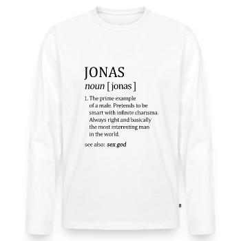 Cadeau de nom de Jonas - T-shirt manches longues Premium bio Homme - blanc - Devant - Nico (187cm)