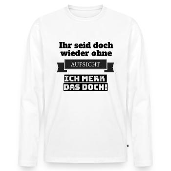 I love clothes / Ohne Aufsicht - Männer Premium Bio Langarmshirt - Weiß - Vorne - Nico (187cm)
