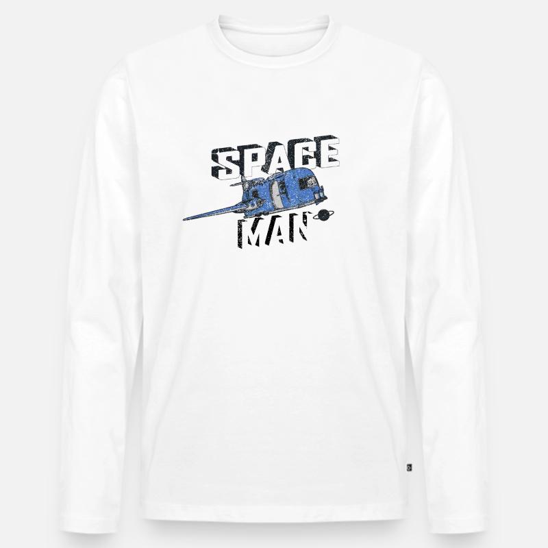 SPACE MAN IM VAN - Männer Premium Bio Langarmshirt - Weiß