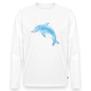 Bleu Delfin - T-shirt manches longues Premium bio Homme - blanc - Devant - Nico (187cm)