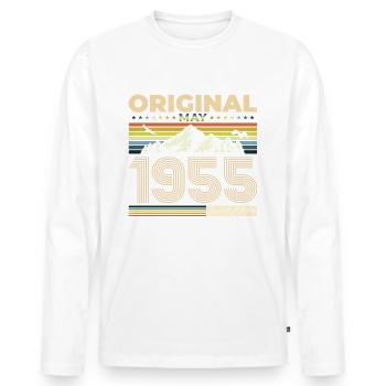 Original Mai 1955 Millésime 1955 Anniversaire 1955 - T-shirt manches longues Premium bio Homme - blanc - Devant - Nico (187cm)
