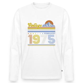50th Birthday Gift Husband Original February 1975 - Men's Premium Organic Long Sleeve Shirt - white - Front - Nico (187cm)