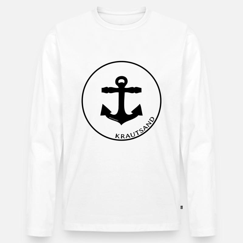 Elbinsel Krautsand Urlaub Anker (b) - Männer Premium Bio Langarmshirt - Weiß