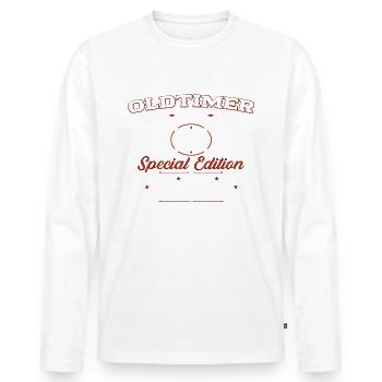 Oldtimer Mai 1969 Jahrgang 1969 Geburtstag 1969 - Männer Premium Bio Langarmshirt - Weiß - Vorne - Nico (187cm)