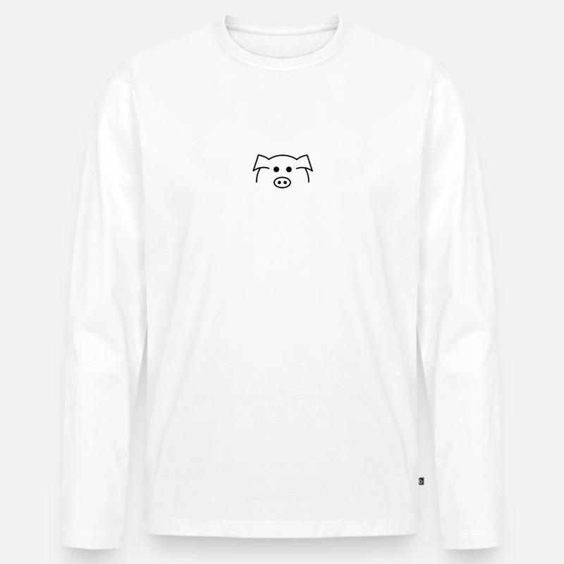 Schweinchen Design - Männer Premium Bio Langarmshirt - Weiß