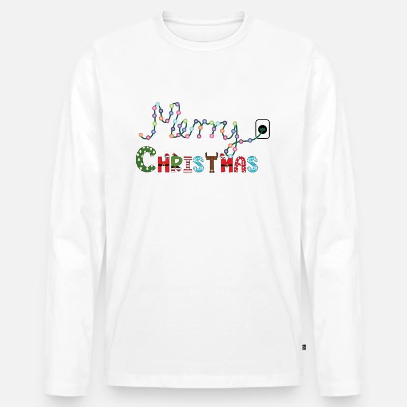 Weihnachtsbaumbeleuchtung - Männer Premium Bio Langarmshirt - Weiß