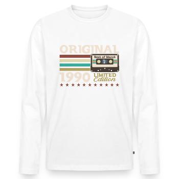Cassette 35ème Anniversaire Mars Vintage 1990 - T-shirt manches longues Premium bio Homme - blanc - Devant - Nico (187cm)