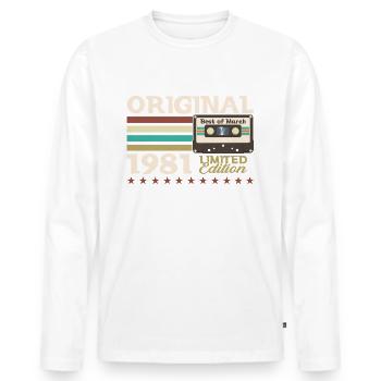 44th Birthday Cassette March 1981 - Men's Premium Organic Long Sleeve Shirt - white - Front - Nico (187cm)