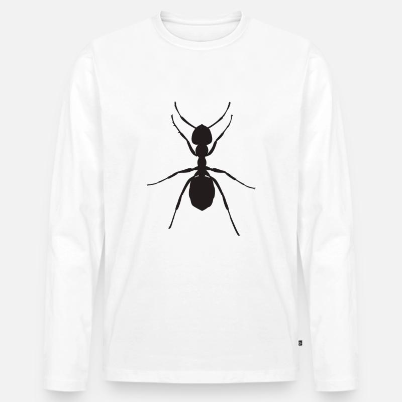 Ameise - Männer Premium Bio Langarmshirt - Weiß