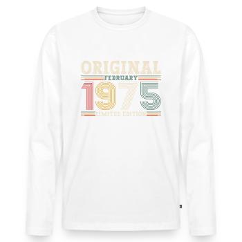 50th Birthday Gift Husband Original February 1975 - Men's Premium Organic Long Sleeve Shirt - white - Front - Nico (187cm)