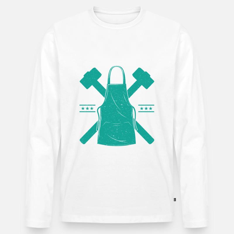 Blacksmith Apron & Hammer Smith Gift - Männer Premium Bio Langarmshirt - Weiß
