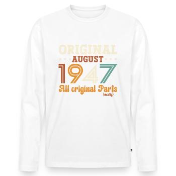 77e anniversaire Original août 1947 Né en 1947 - T-shirt manches longues Premium bio Homme - blanc - Devant - Nico (187cm)