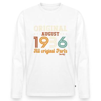 88e anniversaire Original août 1936 Né en 1936 - T-shirt manches longues Premium bio Homme - blanc - Devant - Nico (187cm)