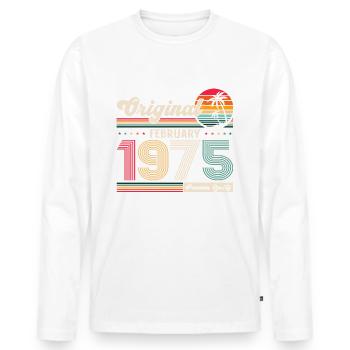 50th Birthday Gift Husband Original February 1975 - Men's Premium Organic Long Sleeve Shirt - white - Front - Nico (187cm)