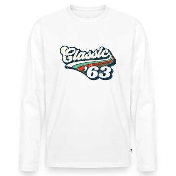 Classique '63 - T-shirt manches longues Premium bio Homme - blanc - Devant - Nico (187cm)