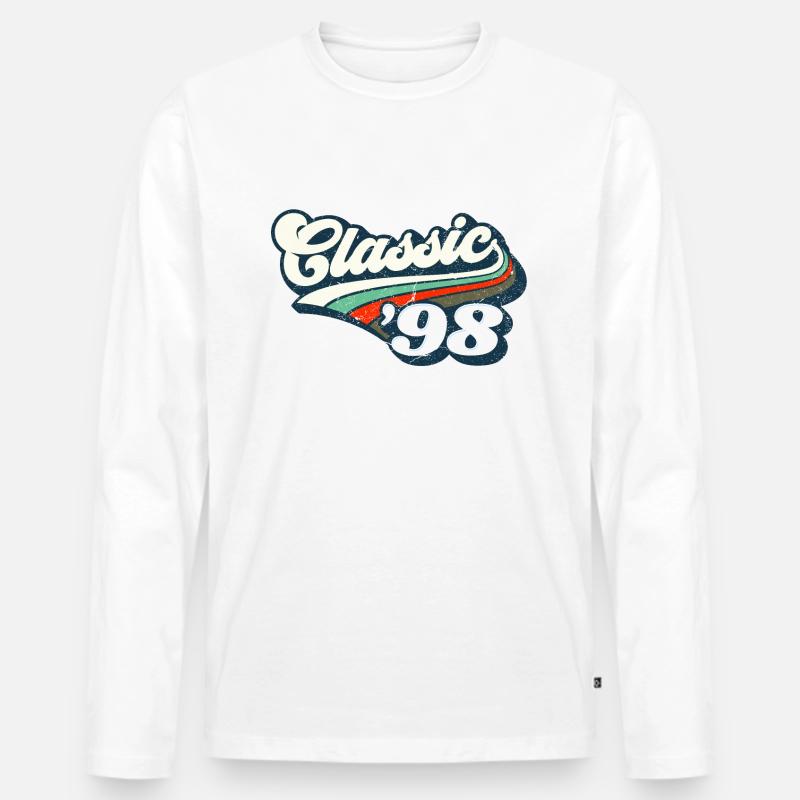 Classic `98 - Männer Premium Bio Langarmshirt - Weiß