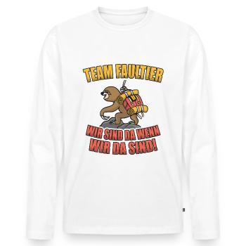 Team Faultier- Wandern und Bergsteigen - Männer Premium Bio Langarmshirt - Weiß - Vorne - Nico (187cm)