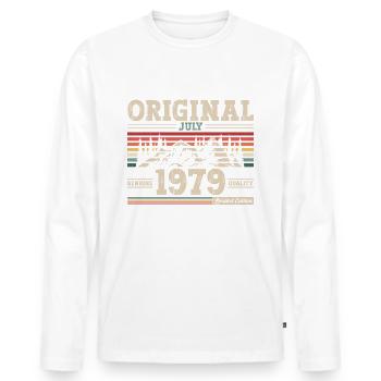 45e anniversaire Original juillet 1979 Né en 1979 - T-shirt manches longues Premium bio Homme - blanc - Devant - Nico (187cm)