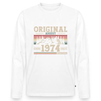 50e anniversaire Original août 1974 Né en 1974 - T-shirt manches longues Premium bio Homme - blanc - Devant - Nico (187cm)
