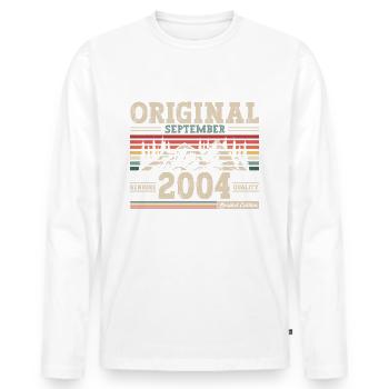 20e anniversaire Original Septembre 2004 Volume 04 - T-shirt manches longues Premium bio Homme - blanc - Devant - Nico (187cm)