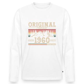 65th Birthday Gift Husband Original February 1960 - Men's Premium Organic Long Sleeve Shirt - white - Front - Nico (187cm)