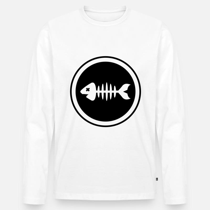 Fisch Symbol Knochen Gräte - Männer Premium Bio Langarmshirt - Weiß