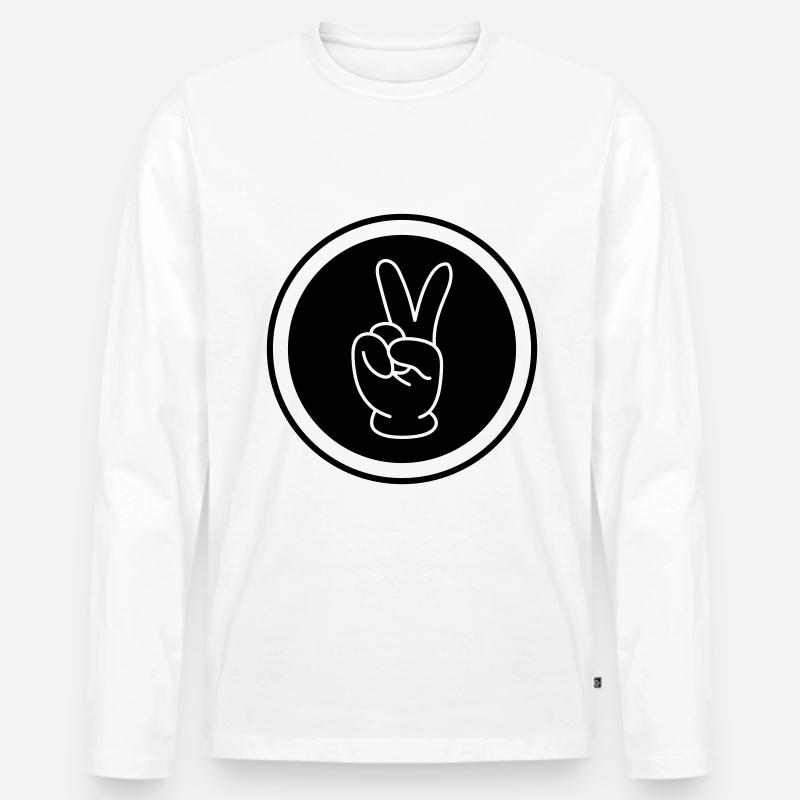 Peace Hand Comic - Männer Premium Bio Langarmshirt - Weiß