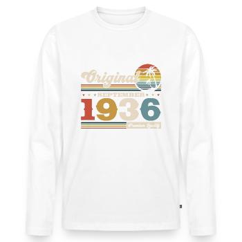 88th Birthday Vintage September 1936 Vintage 36 - Men's Premium Organic Long Sleeve Shirt - white - Front - Nico (187cm)