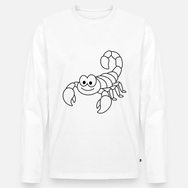 Skorpion Comic Tier - Männer Premium Bio Langarmshirt - Weiß
