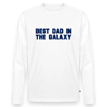 MEILLEUR PAPA DE LA GALAXIE - FÊTE DES PÈRES - SAINT-VALENTIN - T-shirt manches longues Premium bio Homme - blanc - Devant - Nico (187cm)