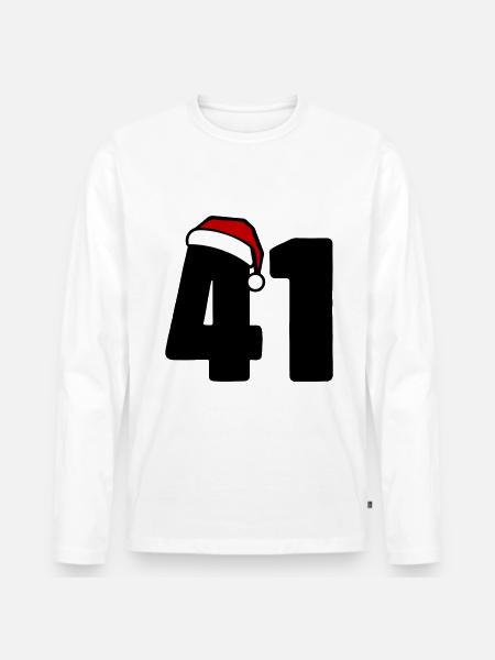41 Numéro Noël - T-shirt manches longues Premium bio Homme - blanc