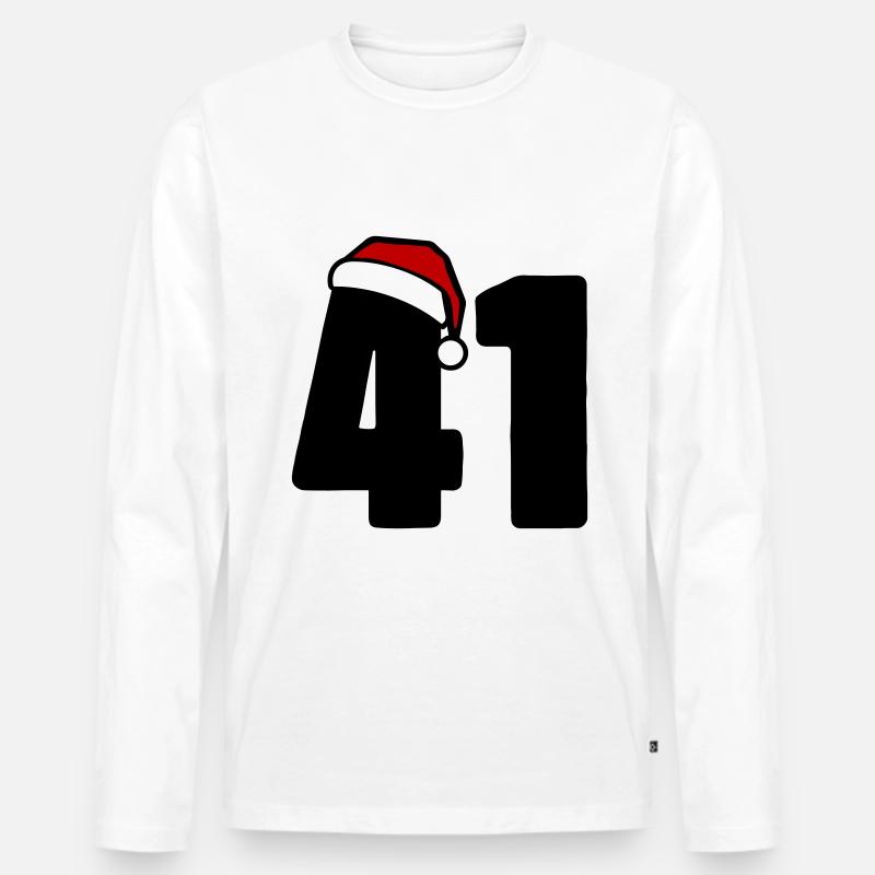 41 Zahl Weihnachten - Männer Premium Bio Langarmshirt - Weiß