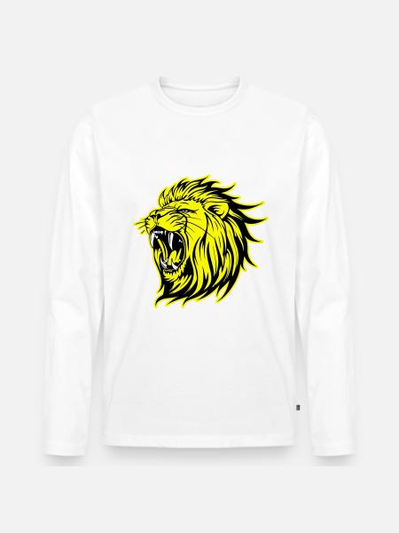 Lion Wild Head Leo - Men's Premium Organic Long Sleeve Shirt - white